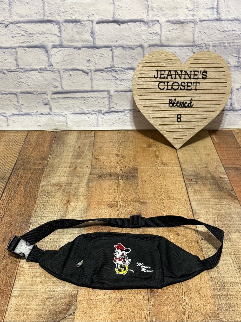 90s Black Disney belt bag with embroidered Mickey Mouse motif